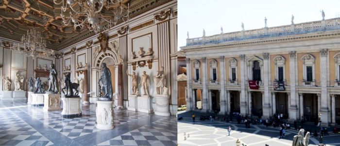 A panoramic view of the Vatican Museum and Vatican City, showcasing historic architecture and lush gardens