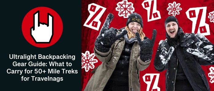 Ultralight backpacking gear guide for 50+ mile treks featuring backpackers in cold weather gear.