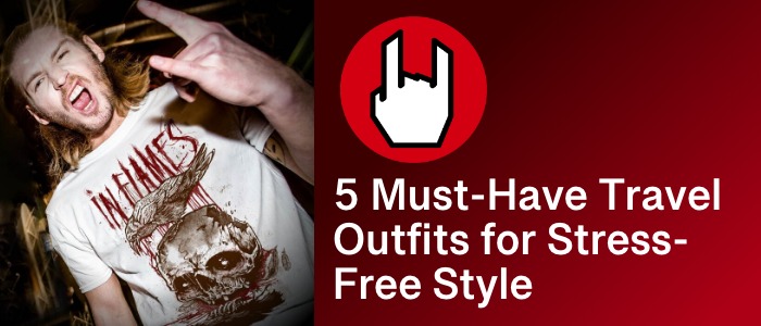 Man with long hair energetically poses in a graphic T-shirt. Text reads,