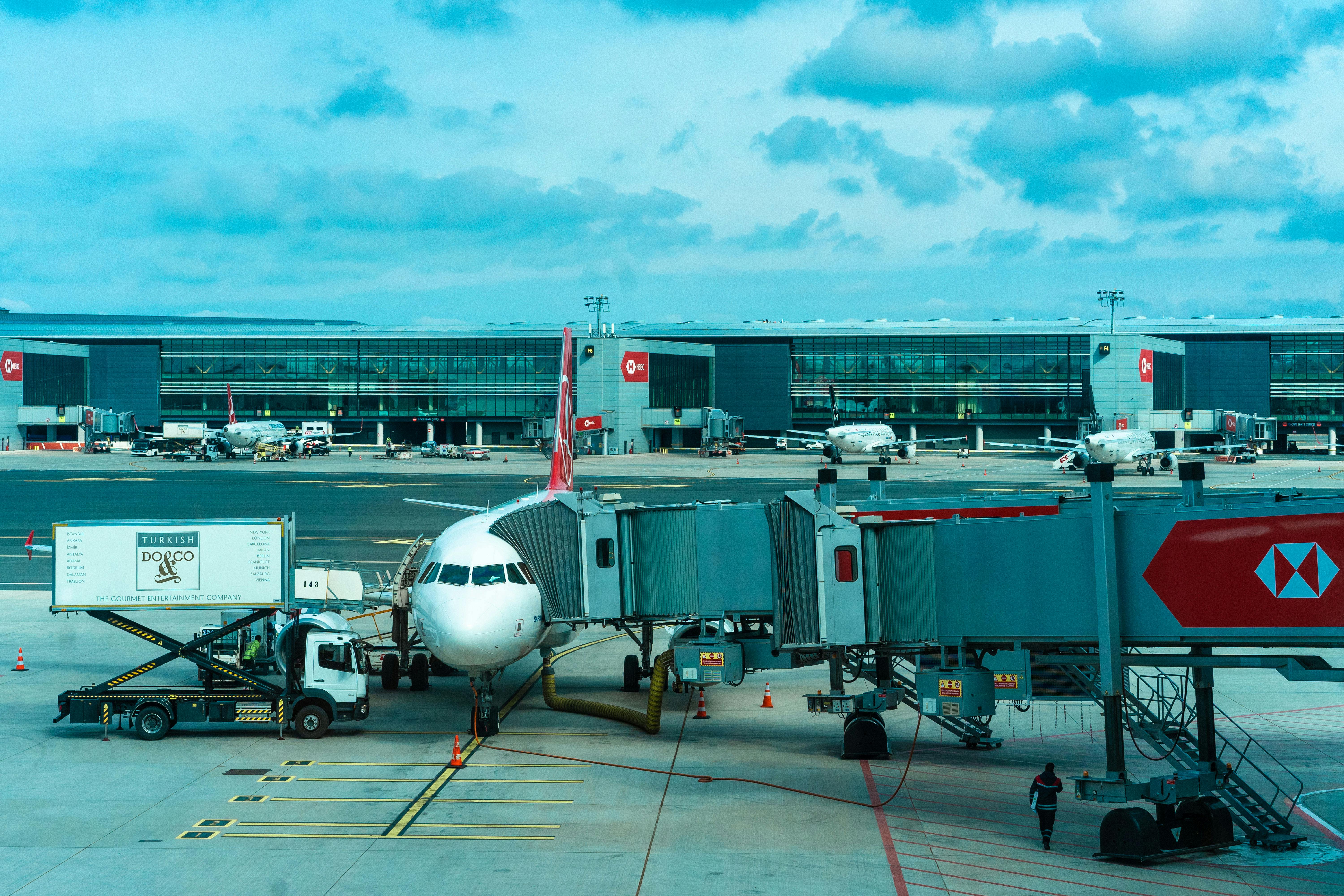 istanbul airport with flight standing