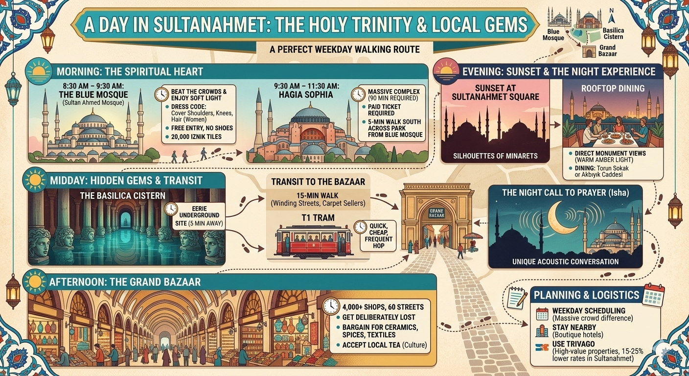Hagia Sophia, Grand Bazaar & Blue Mosque infographics