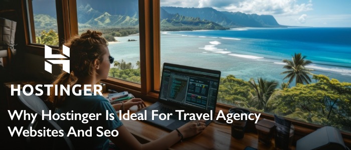 Image shows benefits of hosting for travel agency websites, including improved SEO performance.